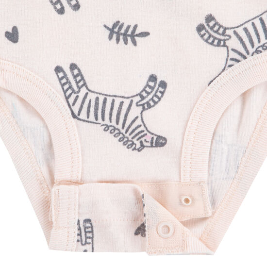 Pack de 3 Bodies Niña Zebra Rosada 6m